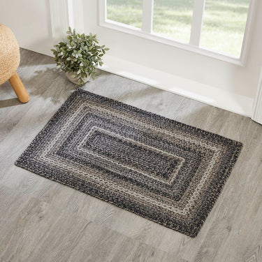 Sawyer Mill Black White Jute Braided Rug Rectangular with Rug Pad 24x36